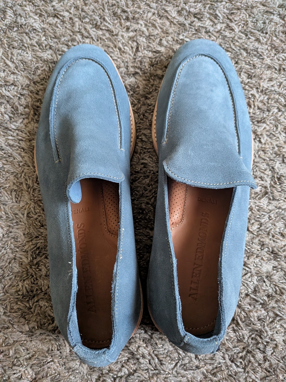 Allen Edmonds Denali Blue Suede Loafer Gum Shoes Men’s 13