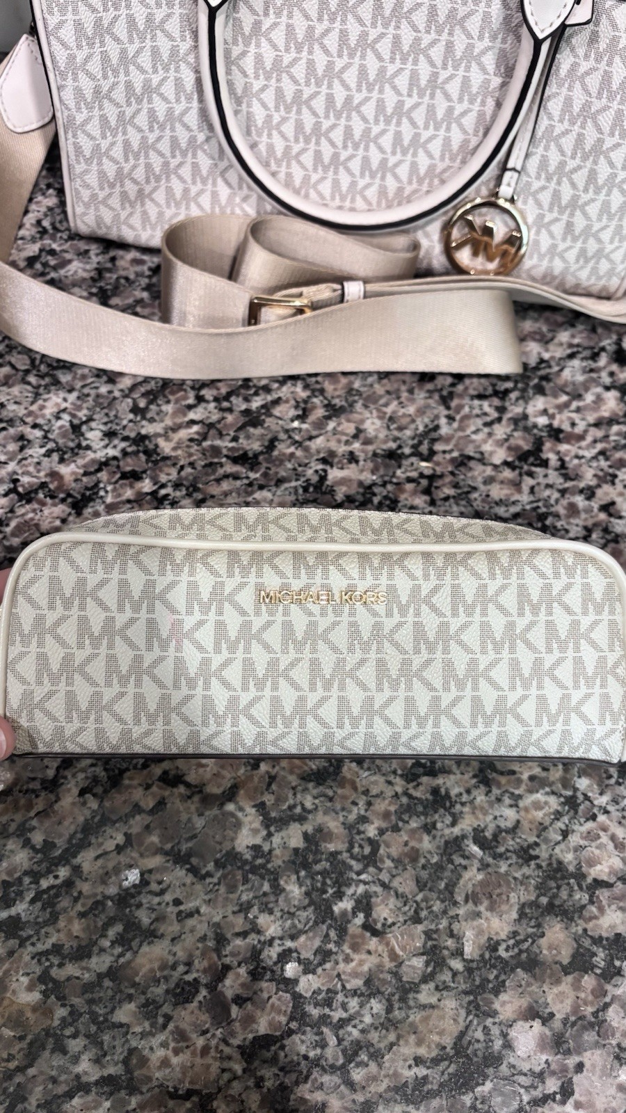 Michael Kors white purse set (authentic)