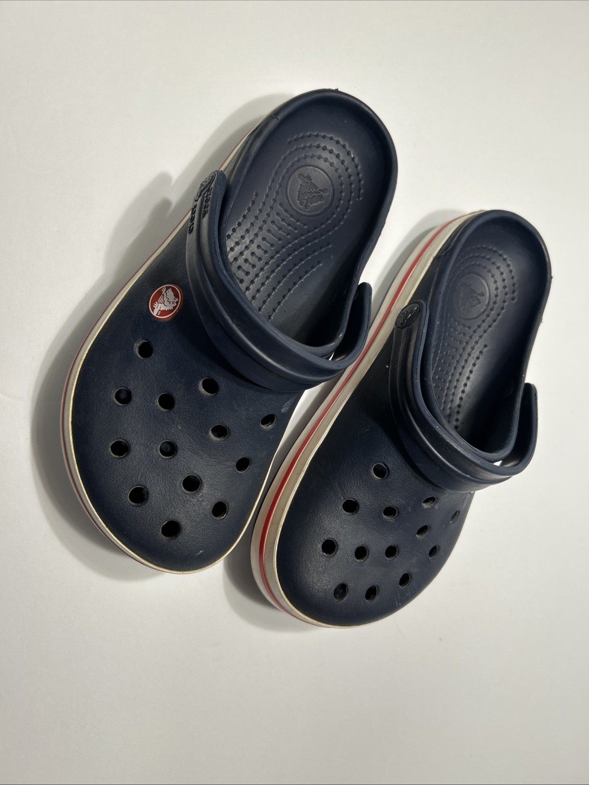 Crocs Crocband Navy, White, Red Clogs – Size M 4 / W 6