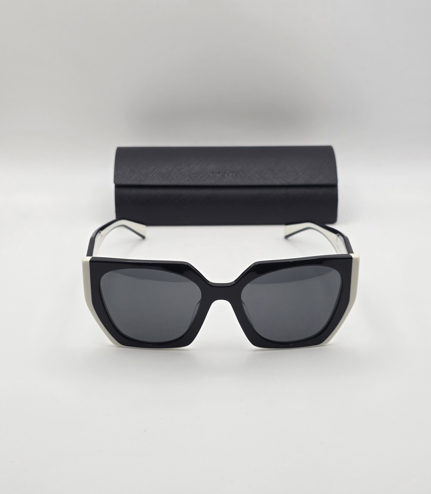 Prada PR15WS 09Q-5S0 Black / Talc – Dark Grey Lens 54mm Sunglasses