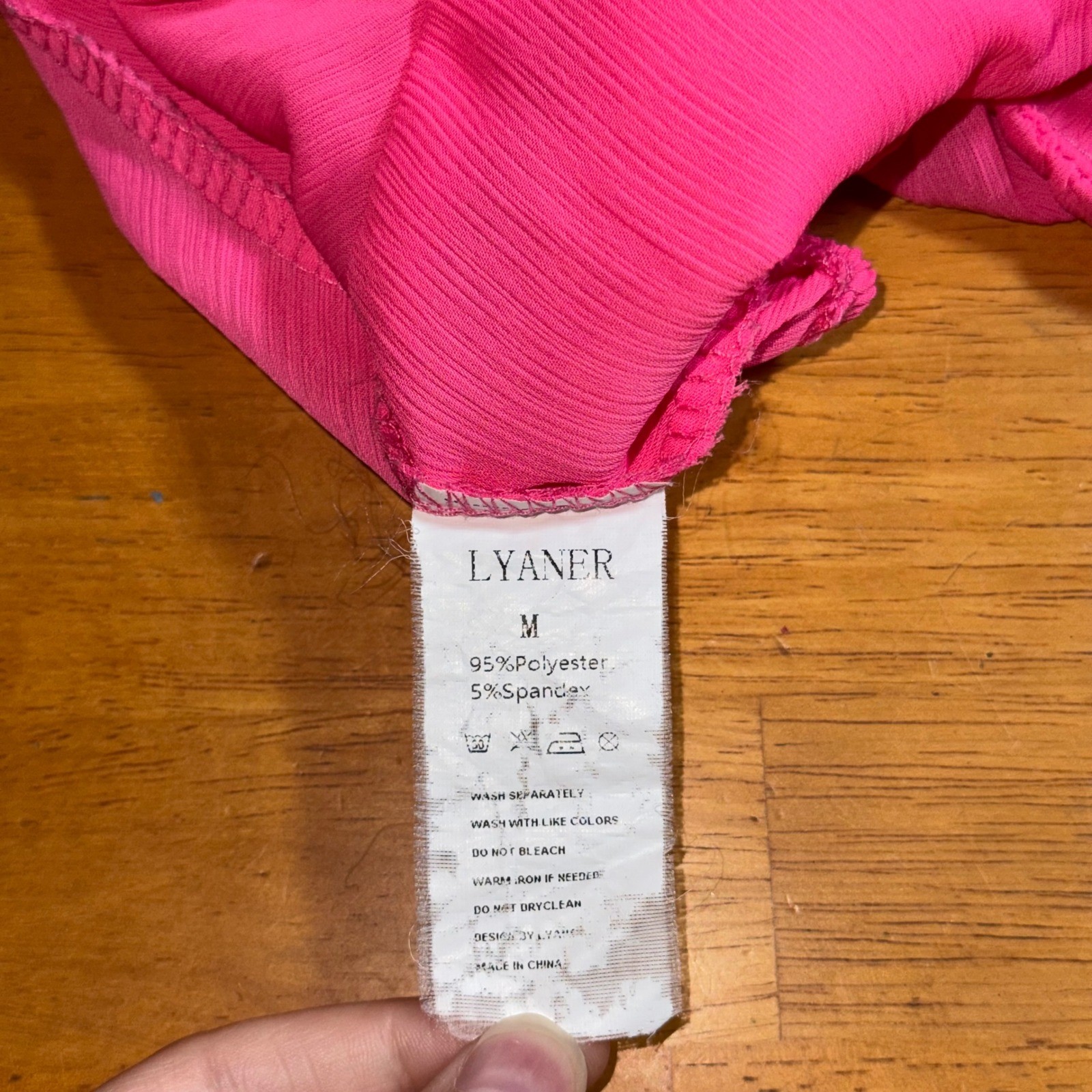 Lyaner Hot Pink Barbie Core Tie Back Crop Top Long Lantern Sleeve Size Medium