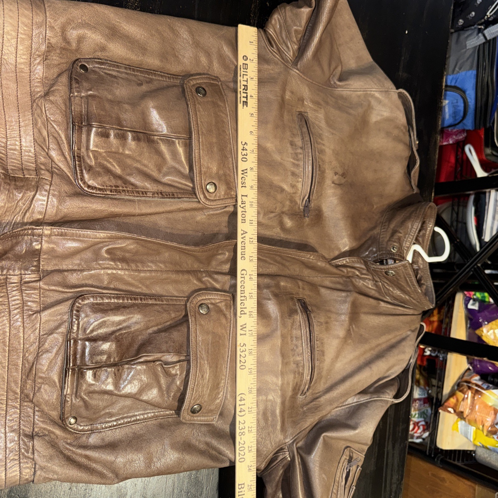 Vintage Segura 1970s Men’s EU40 US48 Brown Leather Well Loved Bomber Jacket-