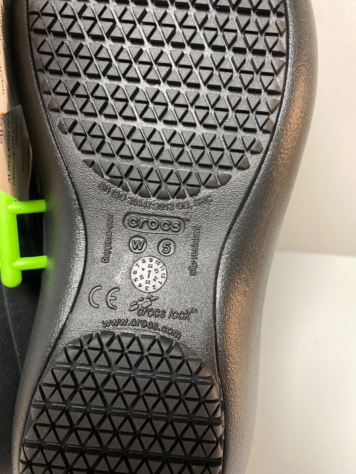 NWT Crocs At Work Slip Resistant Ballet Flats Women 5 Black Rubber Slip On Shoes