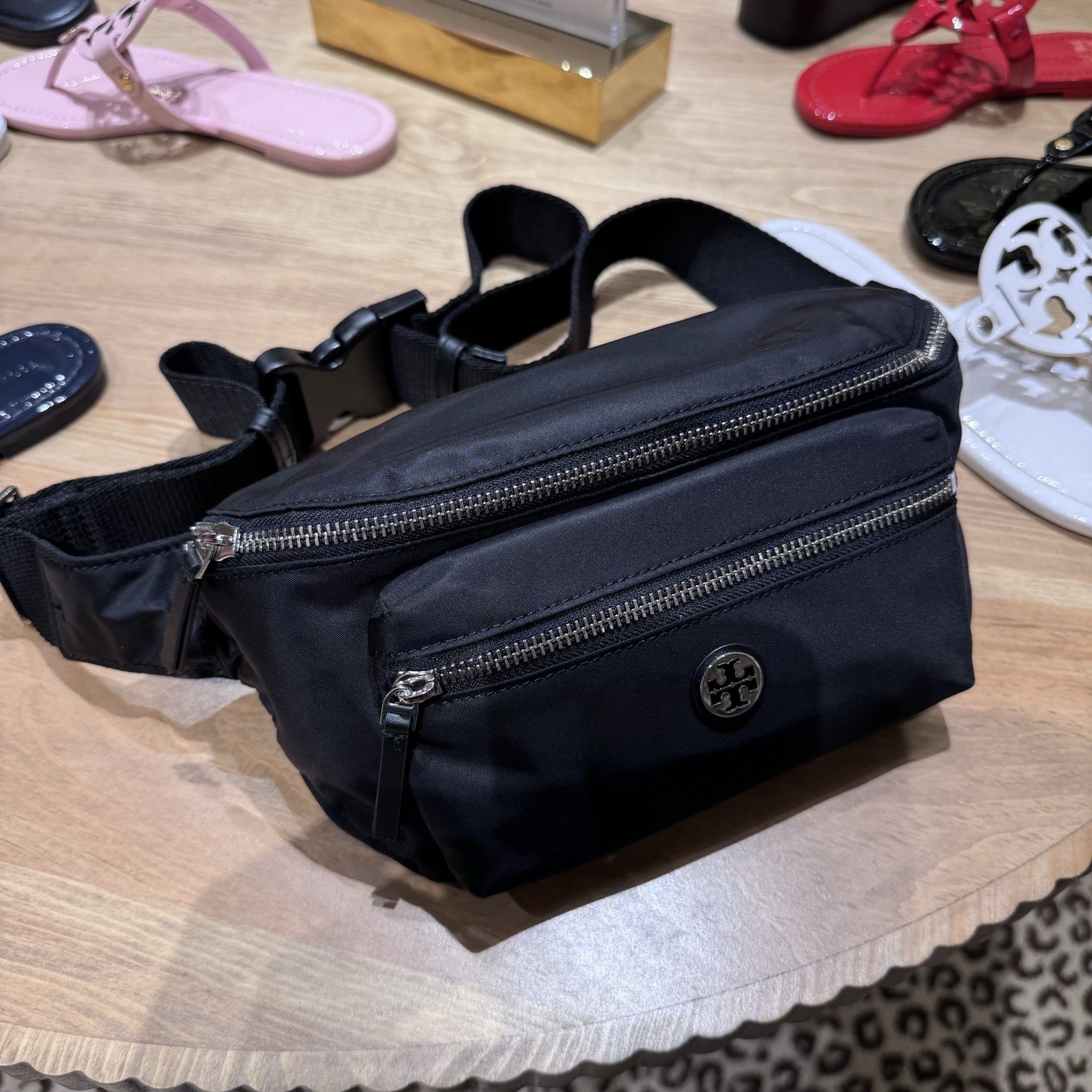 NWT Tory Burch 170436 Nylon Belt Bag Black Fanny Pack Waist Zip Crossbody