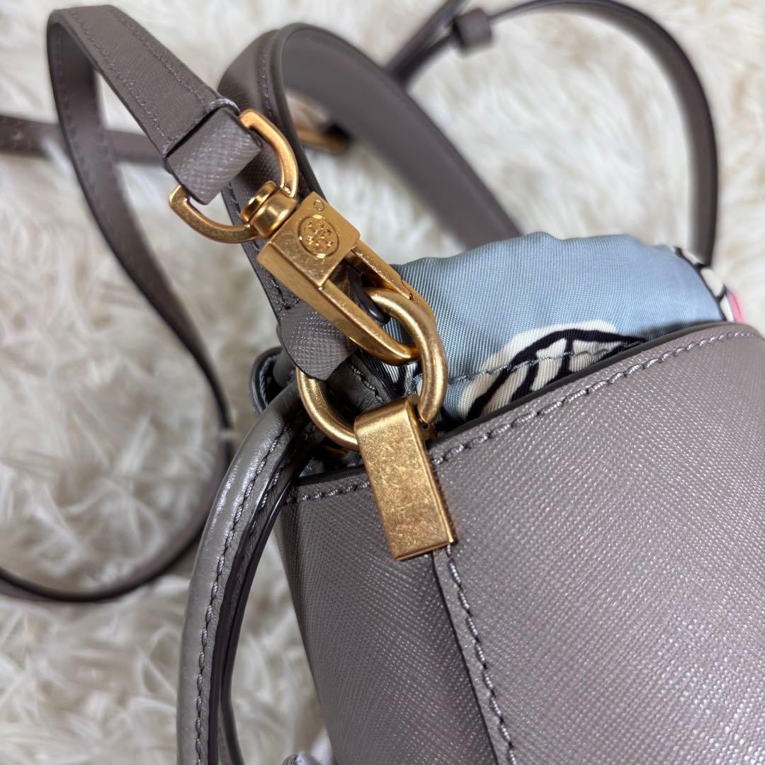 TORY BURCH Robinson Mini Bucket Bag 2way Leather Shoulder Drawstring