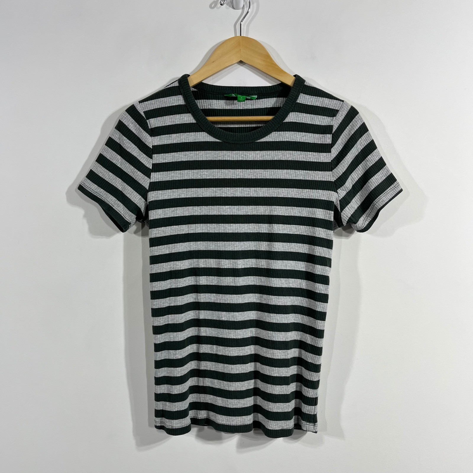 Dip Fisherman Nautical Retro 90s Coastal Ribbed Knit Striped T-Shirt Women Large
