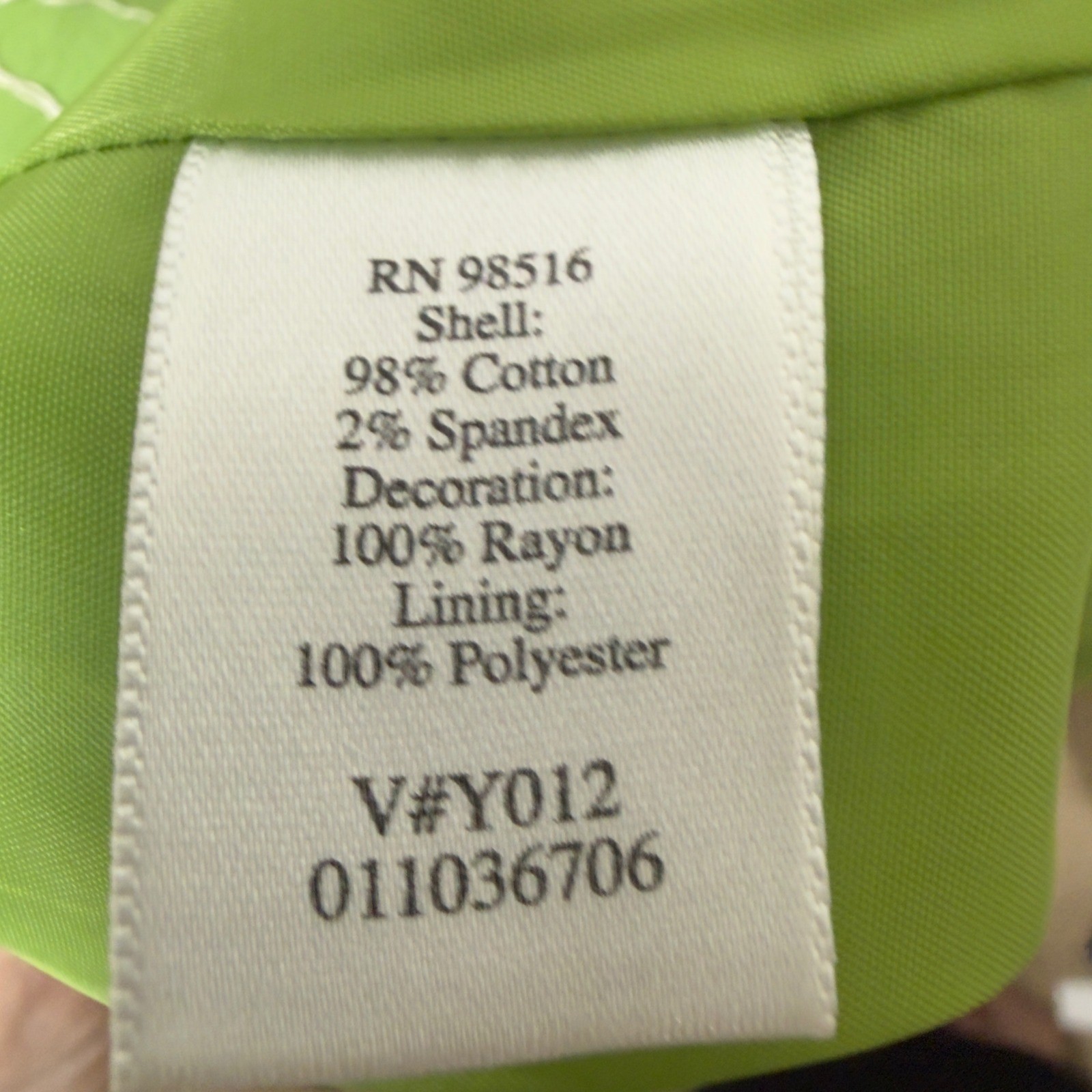 Coldwater Creek Lime Green Embroidered Blazer Mandarin Collar Open Front