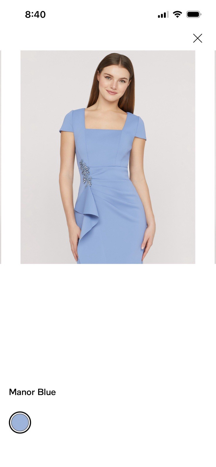 JS Collections Long Gown Dress Blue Square Neck Beaded Side Slit Size 10
