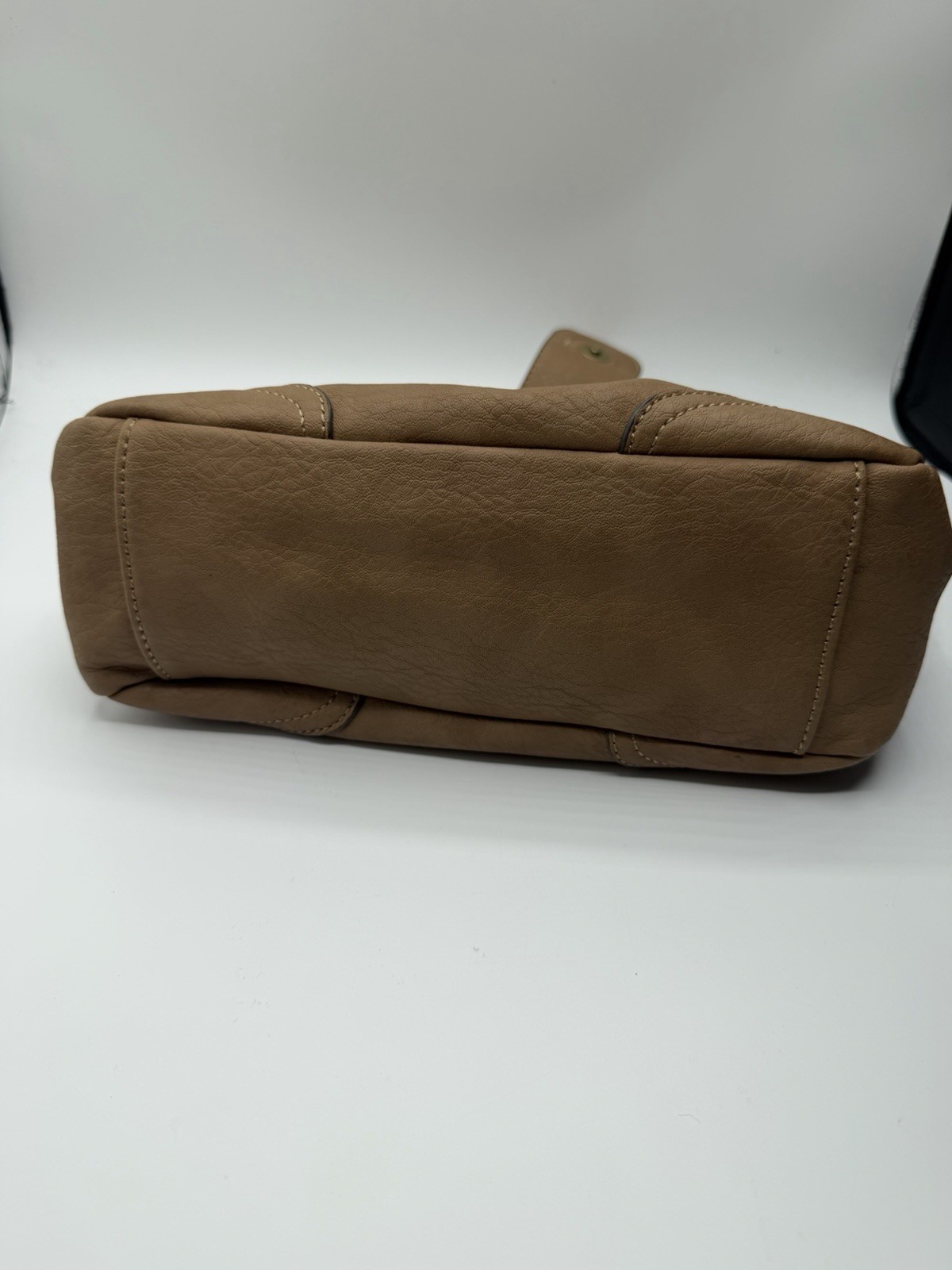 Chaps Brown Shoulder Bag Zip Top Gold Hardware Buckle Lacing Inner/Outer Pockets