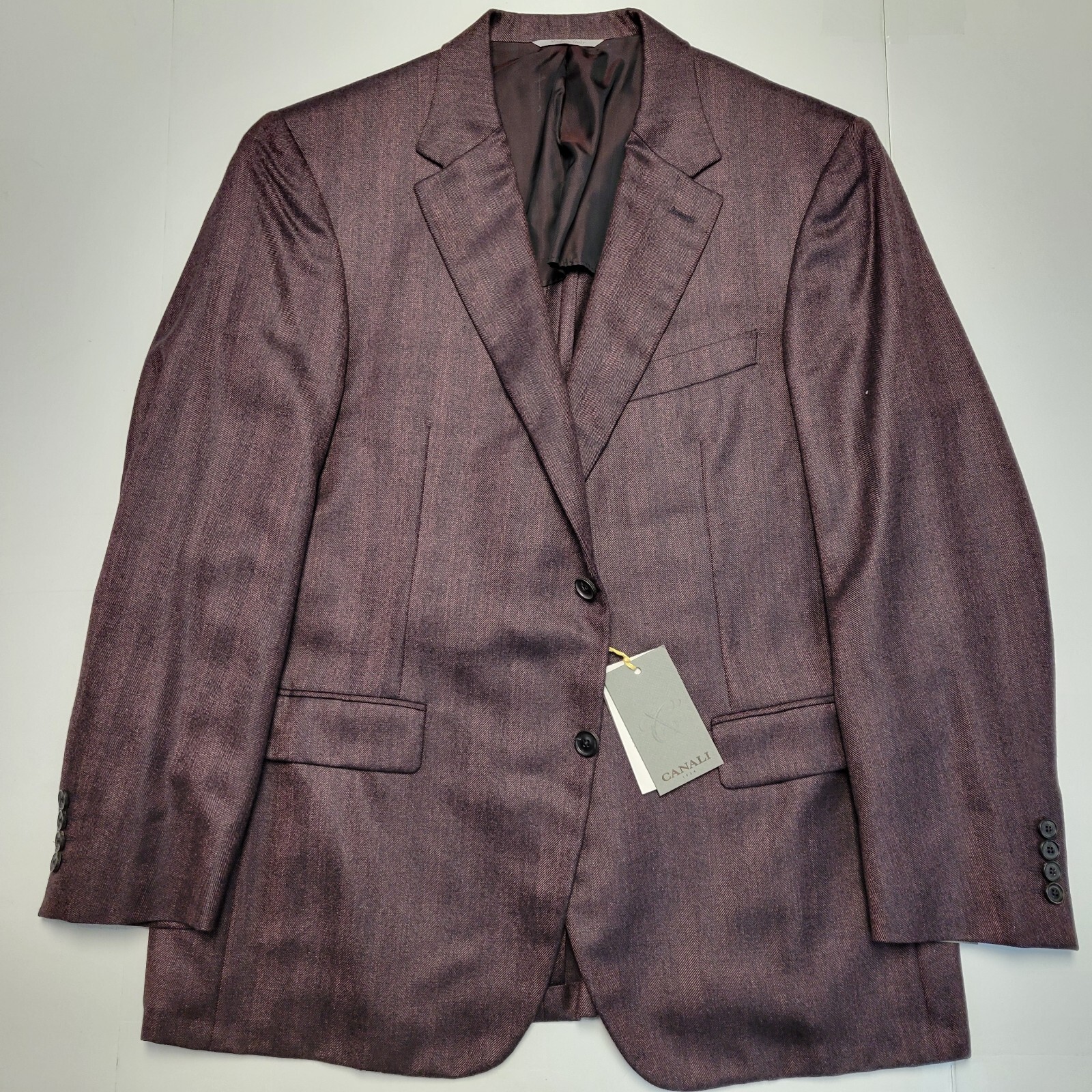 $2395 CANALI EXCLUSIVE Herringbone CASHMERE SILK Sport Jacket 48R EU 58 Purple