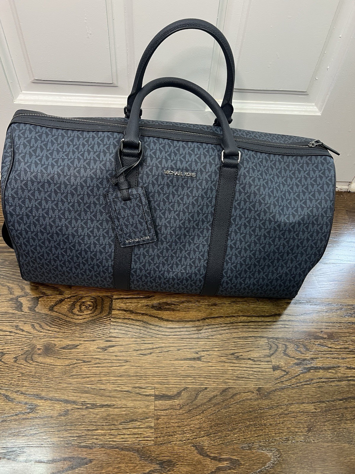 Michael Kors Mens Harrison Logo Admiral Blue Weekender Travel Duffle Bag