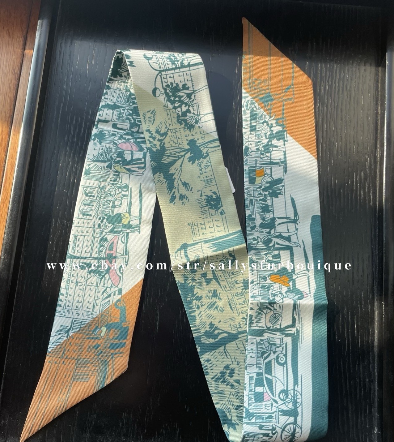 Quality 18 Momme Twill Silk Scarf Ribbon Street Print Necktie Headband 33″*2″