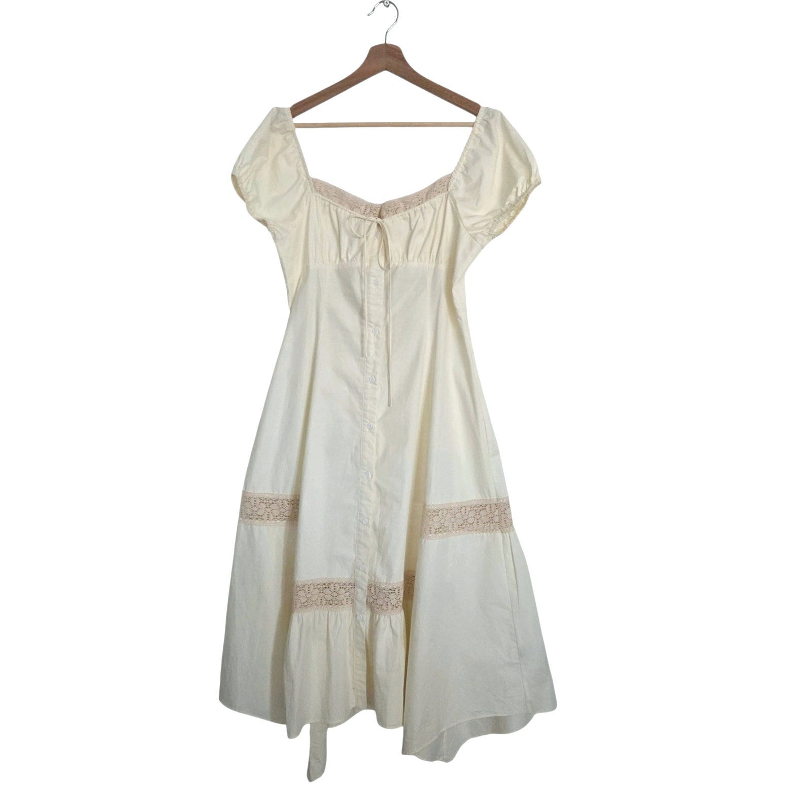 Cider Crochet Trim Tie Bodice Milkmaid Dress Coquette Cottagecore Renfair MEDIUM