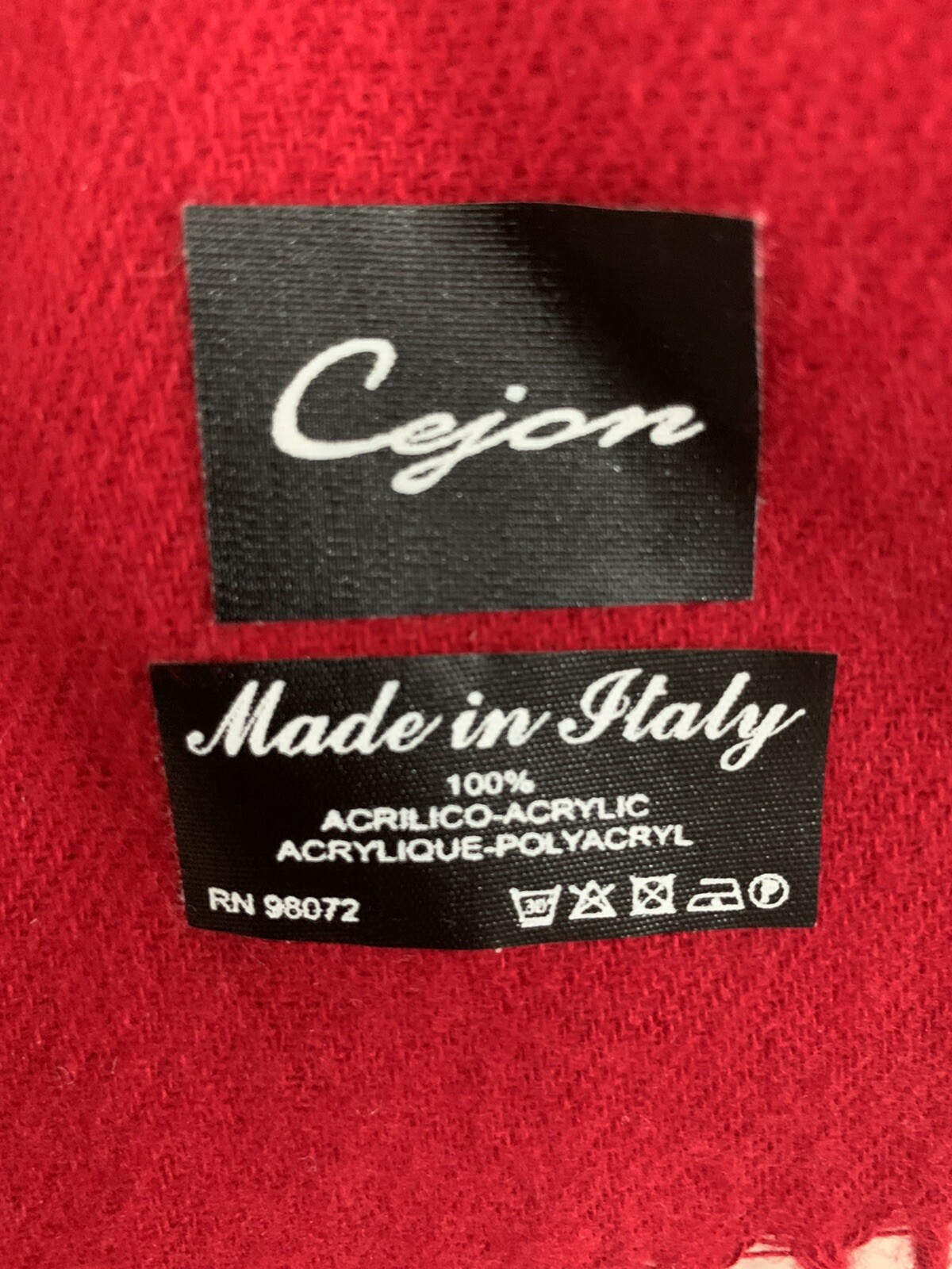 Cejon Italian Red Scarf 11″ x 64″ (not including fringe)