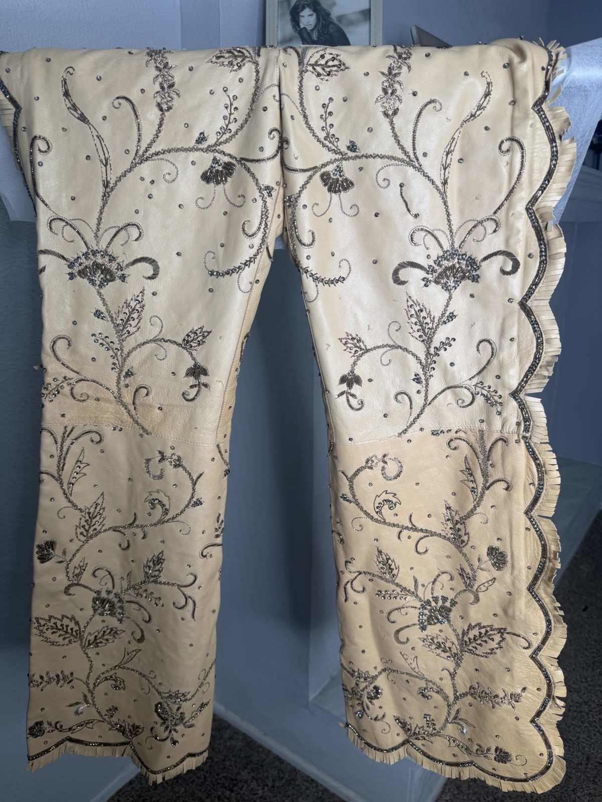 Archival Dolce & Gabbana SS 2001 Embellished Leather Fringe Western Pants