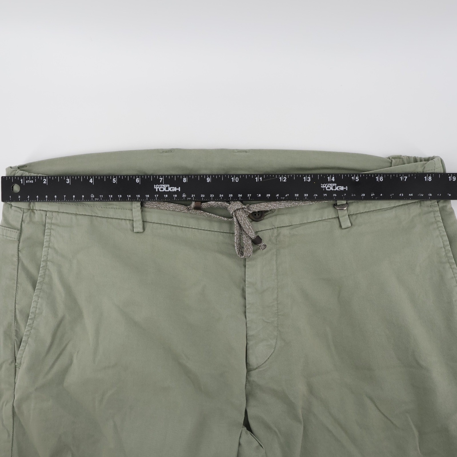 Canali Drawstring Waist Chino Stretch Pants Sage Green Mens XL Fits 36″ IT 52
