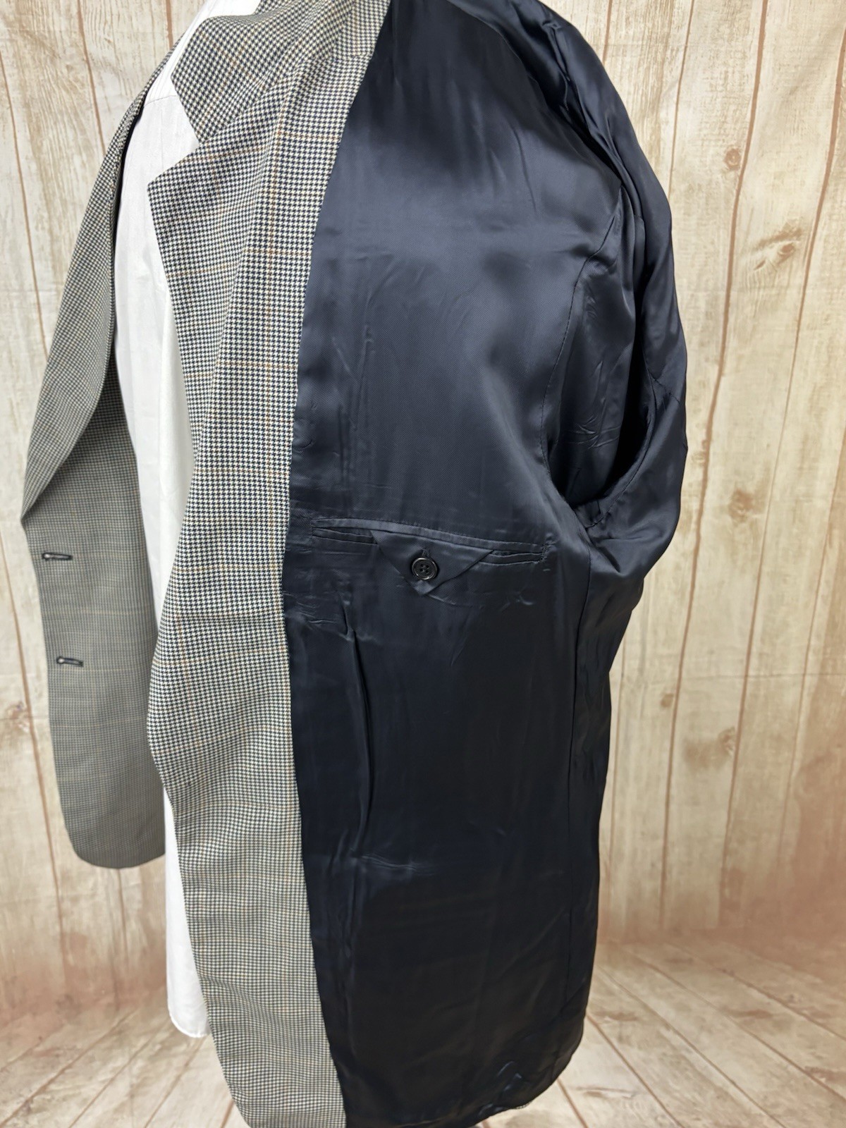 Mens 44 46 LONG Wool Blazer Jacket M&S St Michael Vintage Tweed Check Houndstoot