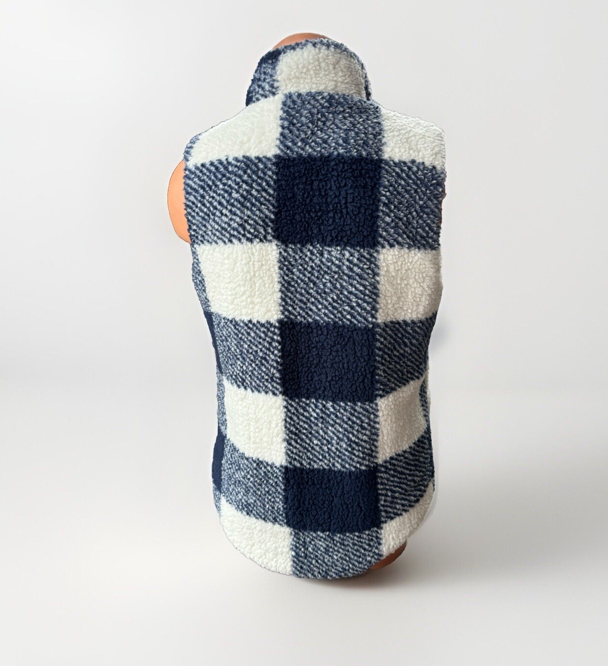 Thread & Supply Size S Navy Blue Reversible Quilted Sherpa Vest
