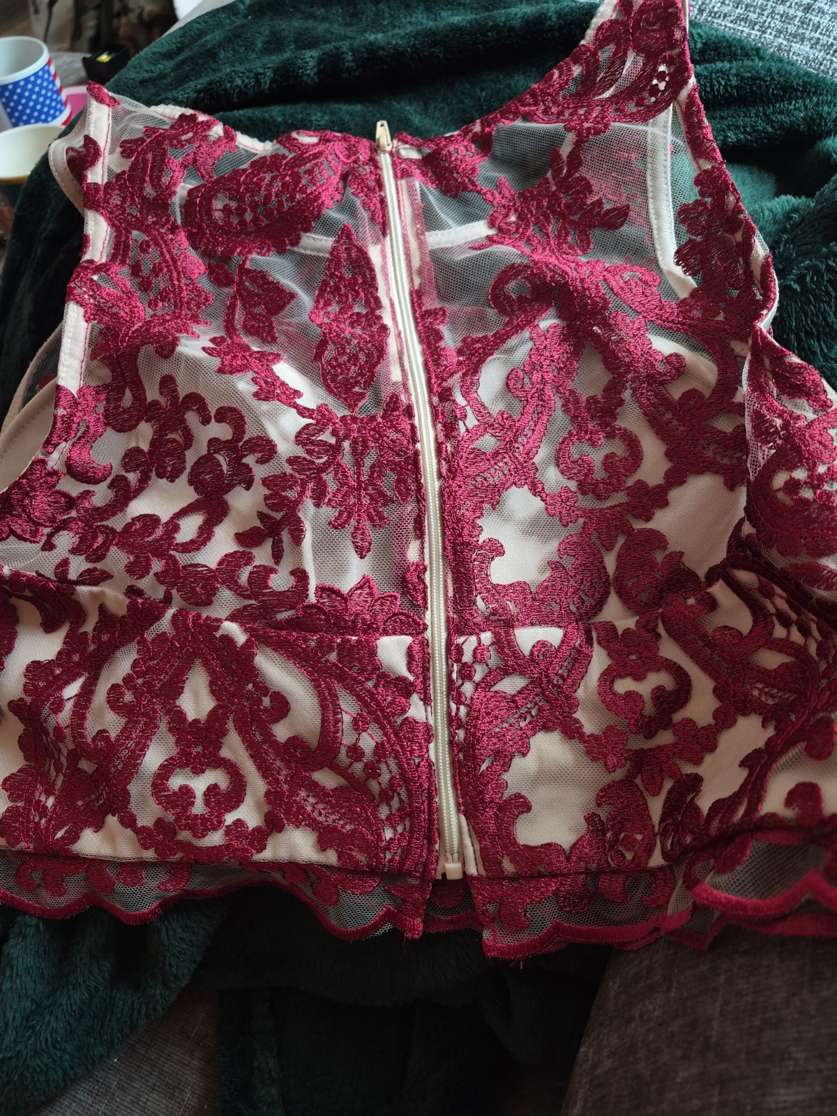 My Michelle Womens Size 7 Crop Tank Halter Top Lace Rockabilly Sweetheart Top