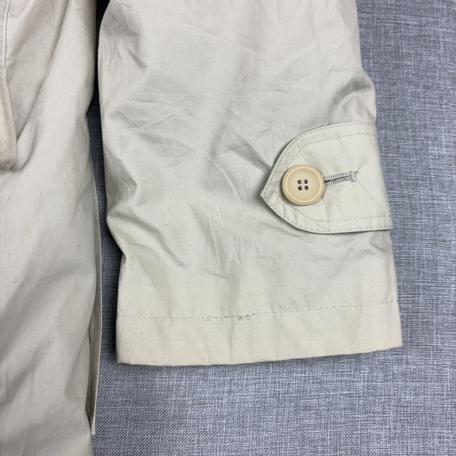 London Fog Coat Mens M Beige Trench Coat Collared Lined Pockets Cotton