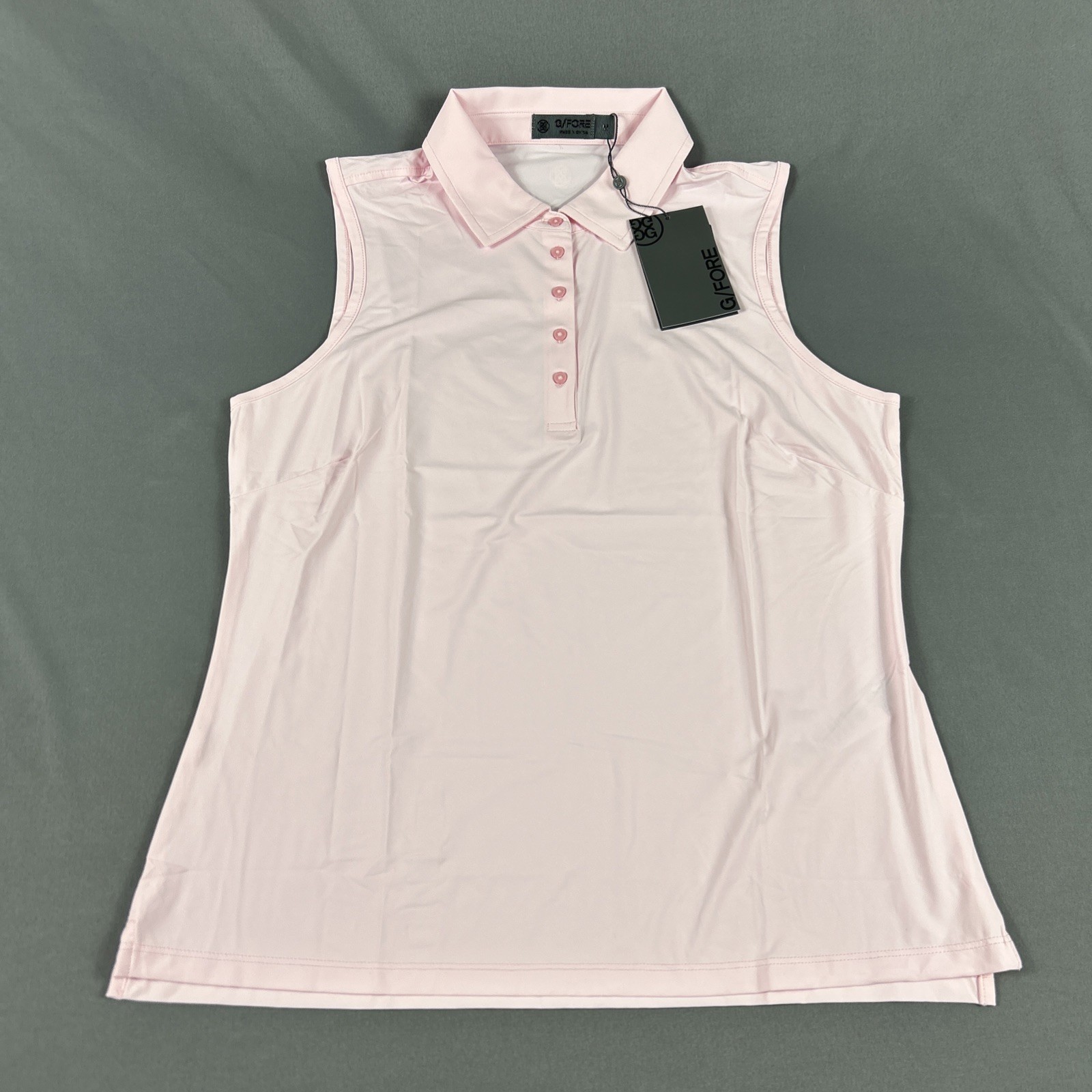 G/Fore G4 Golf Shirt Polo Silky Tech Sleeveless Medium Pink Nylon NWT MSRP $110
