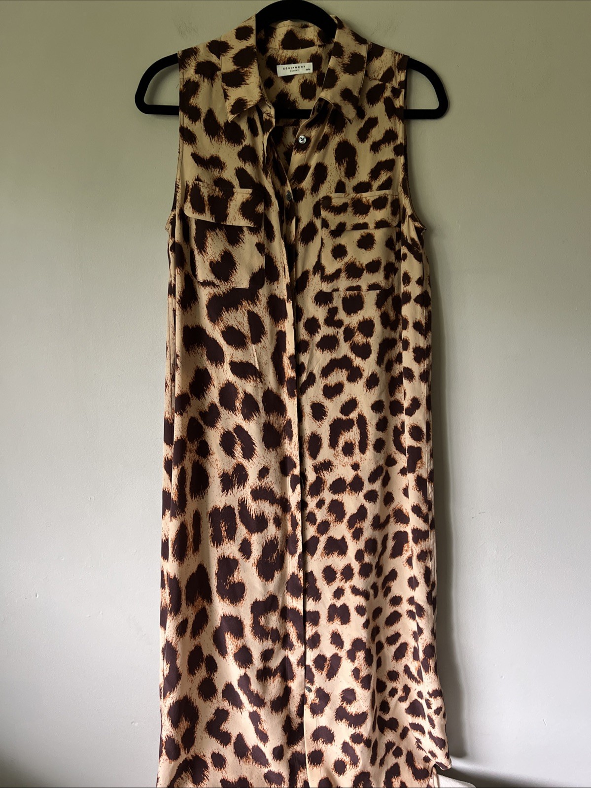 Equipment Tegan Print Silk Shirt Midi Dress in Animal Print Size M