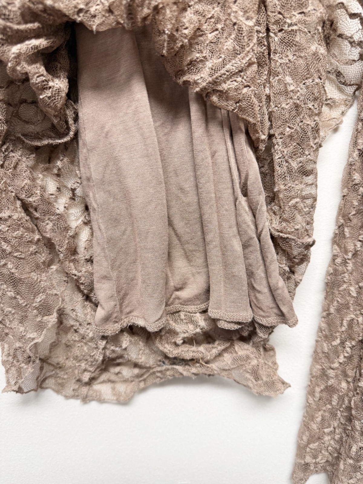 Free People Georgina Mesh Lace Flare Pants Ruched Knee Brown Women’s Size Small
