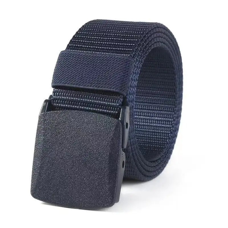 Nylon Web Belt Men Women Buckle Adjustable Tactical Outdoor Non-Metal 47in