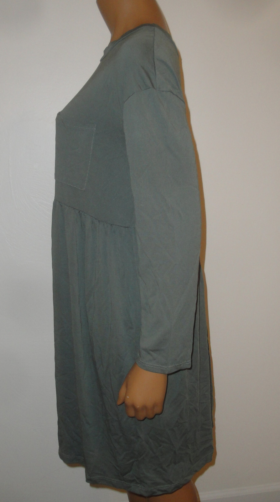 LIME N’ CHILI Casual Shirt Dress,Stretchy,Silky Stretch,Pocket,Olive Green,M