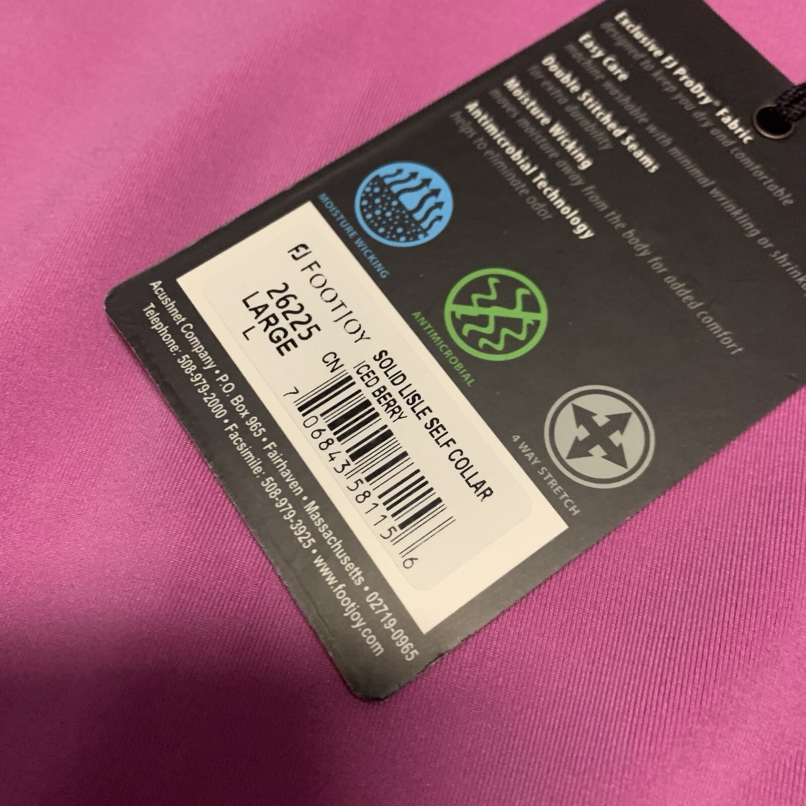 NEW FootJoy Solid Lisle Self Collar Polo Men Large Large Pink Short Sleeve NWT