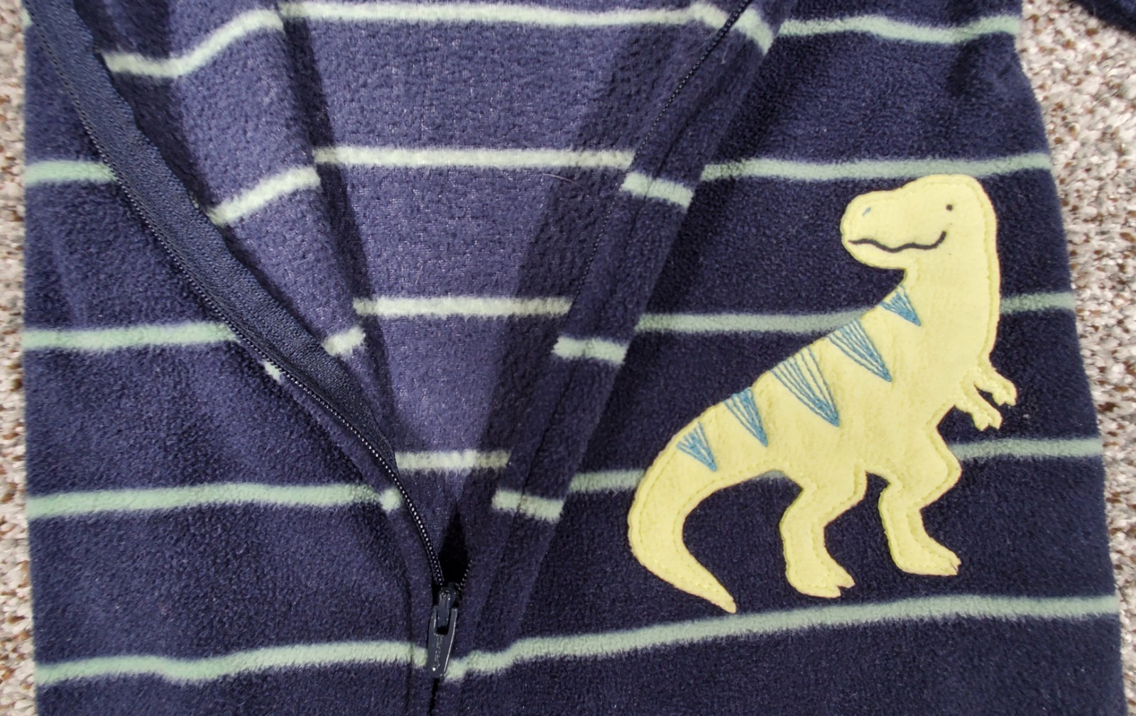 Carter’s Blue Striped Dinosaur Long Sleeve Non- Skid Footed Sleeper Pajamas 24M