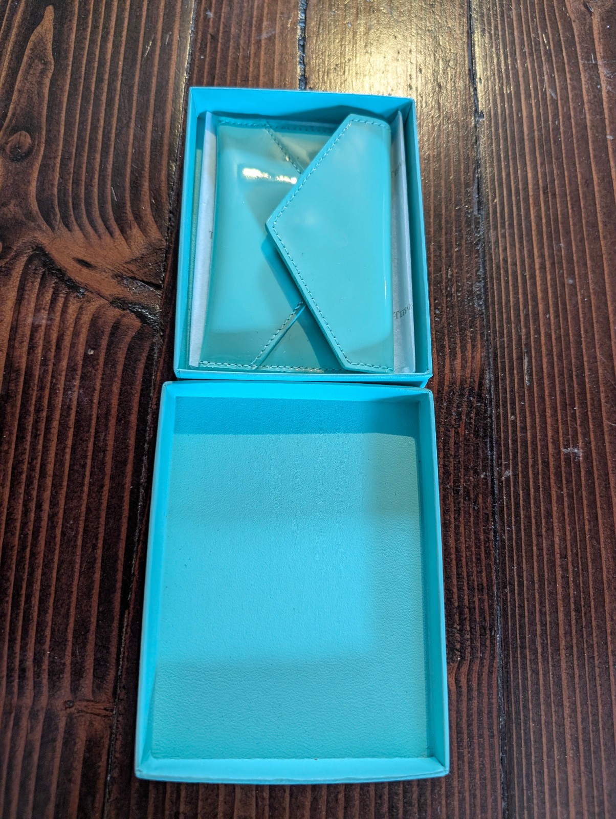 Tiffany Blue Patent Leather Business Card Case Envelope Style – W/ Box
