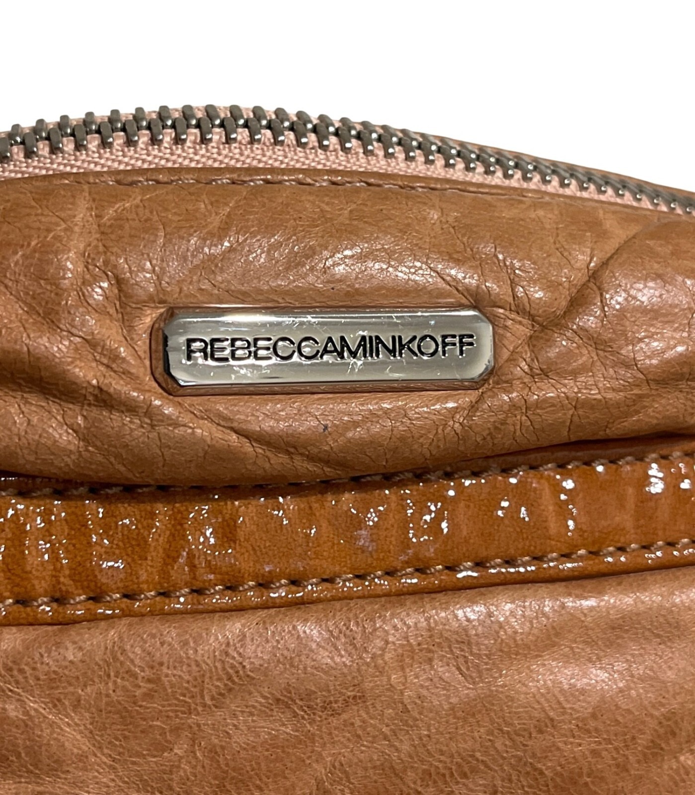Rebecca Minkoff MAC Shoulder Bag Soft Leather with Silver Chain Strap Tan 11×7
