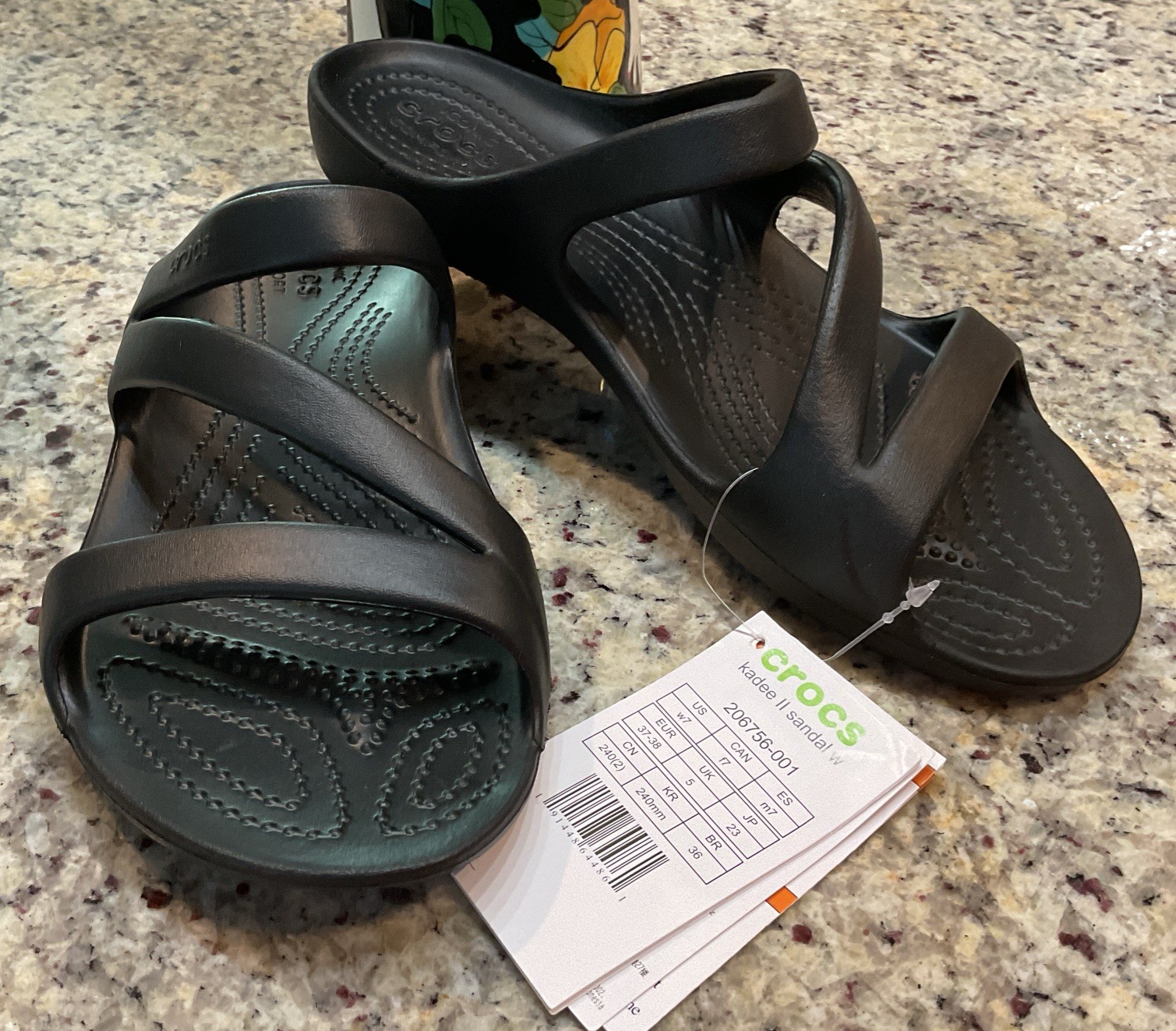 CROCS Women’s Sz 7 KADEE II SANDAL/SLIDE Black 206756-001 NWT