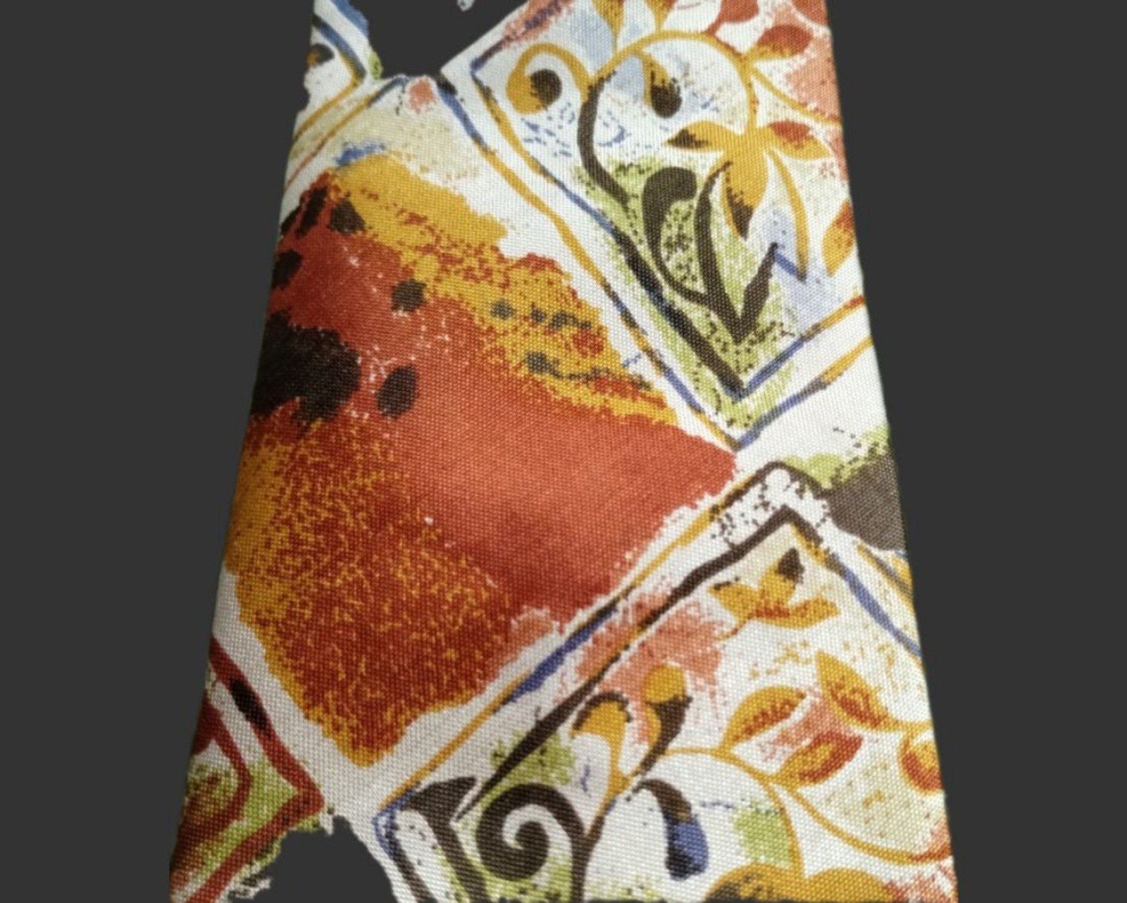100% Thai Silk Tie Vintage Earth Tone Retro Batik Money Country Club Beatnick