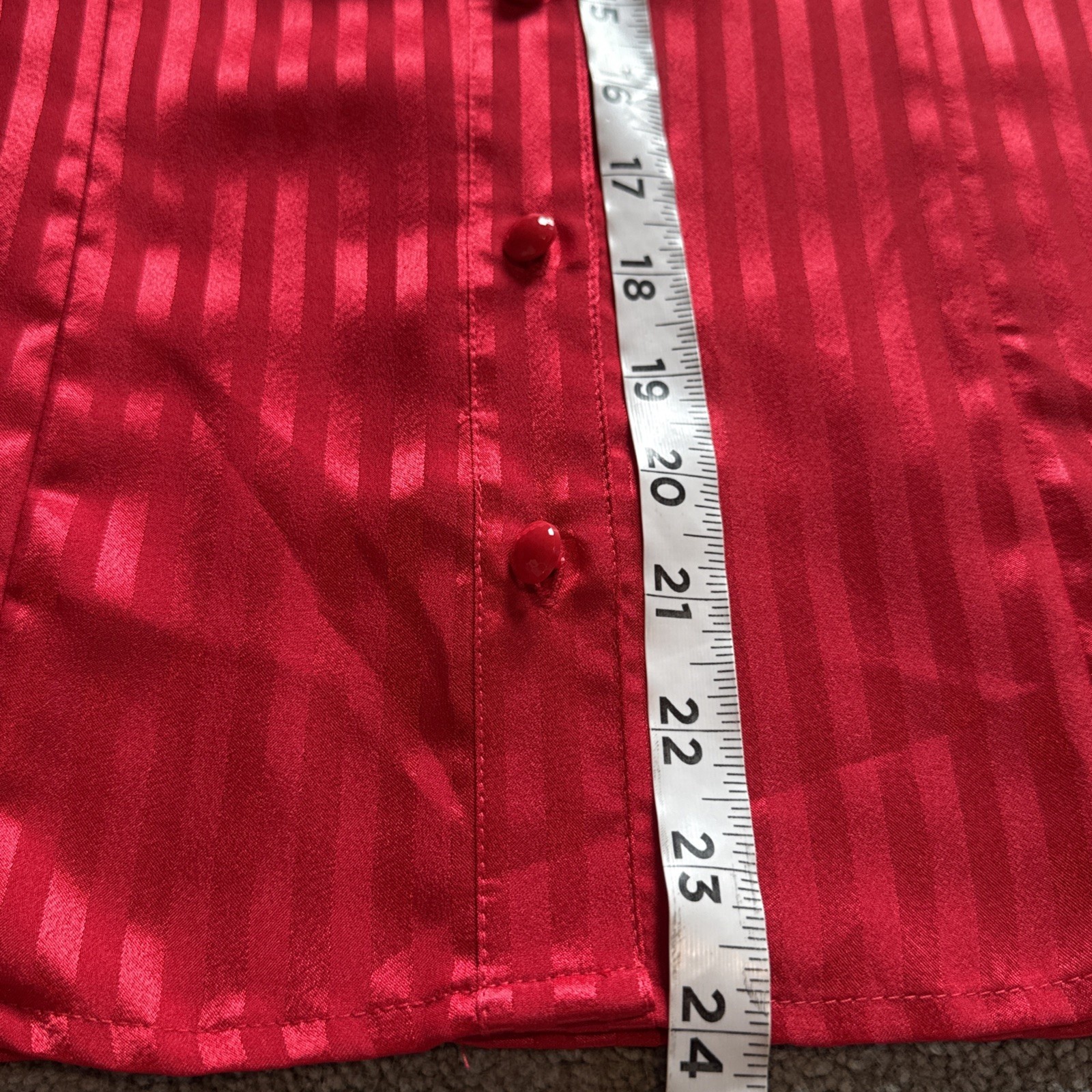 Notations VTG red ribbon stripe cascading ruffle secretary blouse Romantic Top L