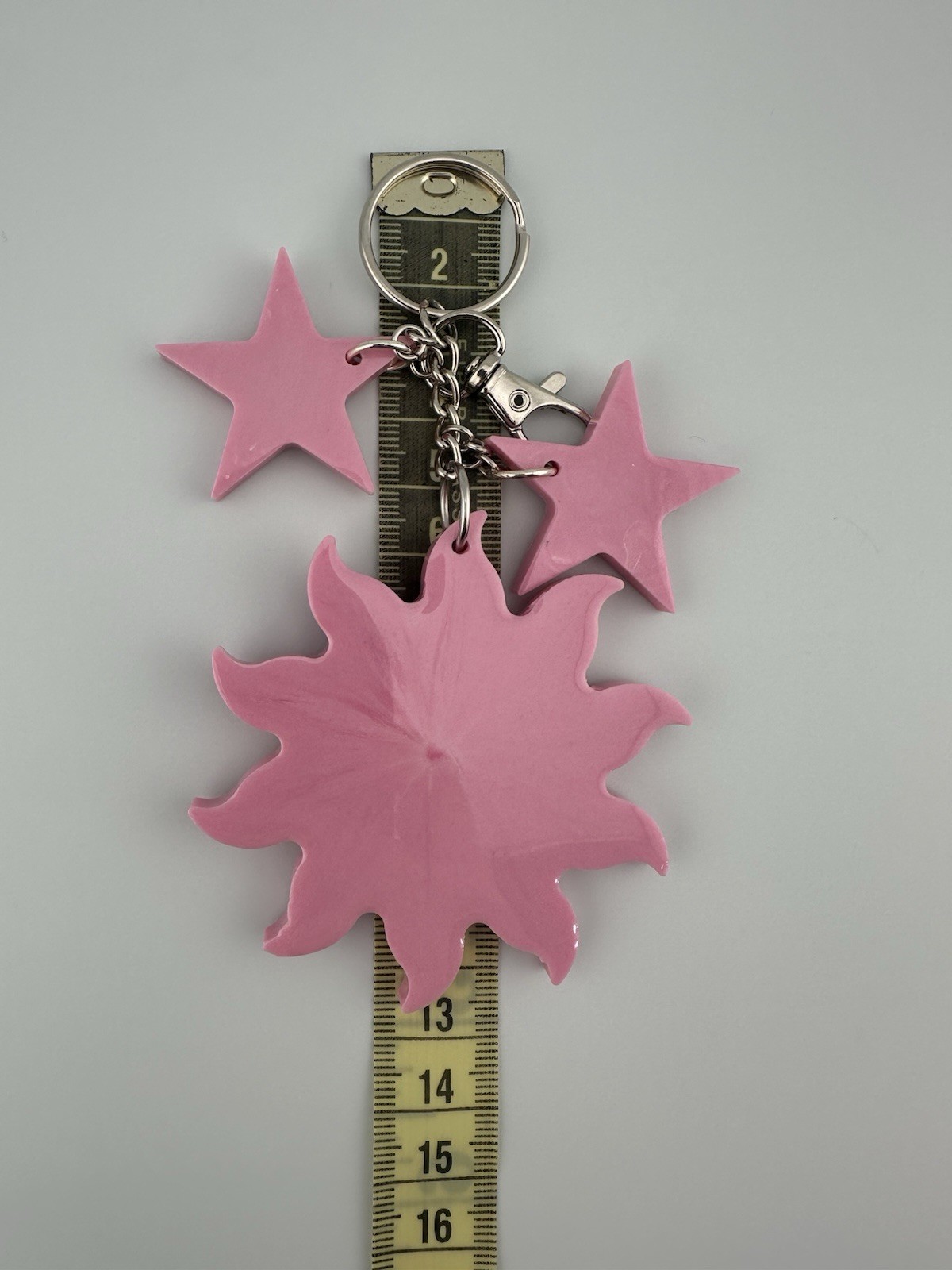 Handmade Pink Epoxy Resin Sun & Star Keychain Cute Kawaii Bag Charm Gift