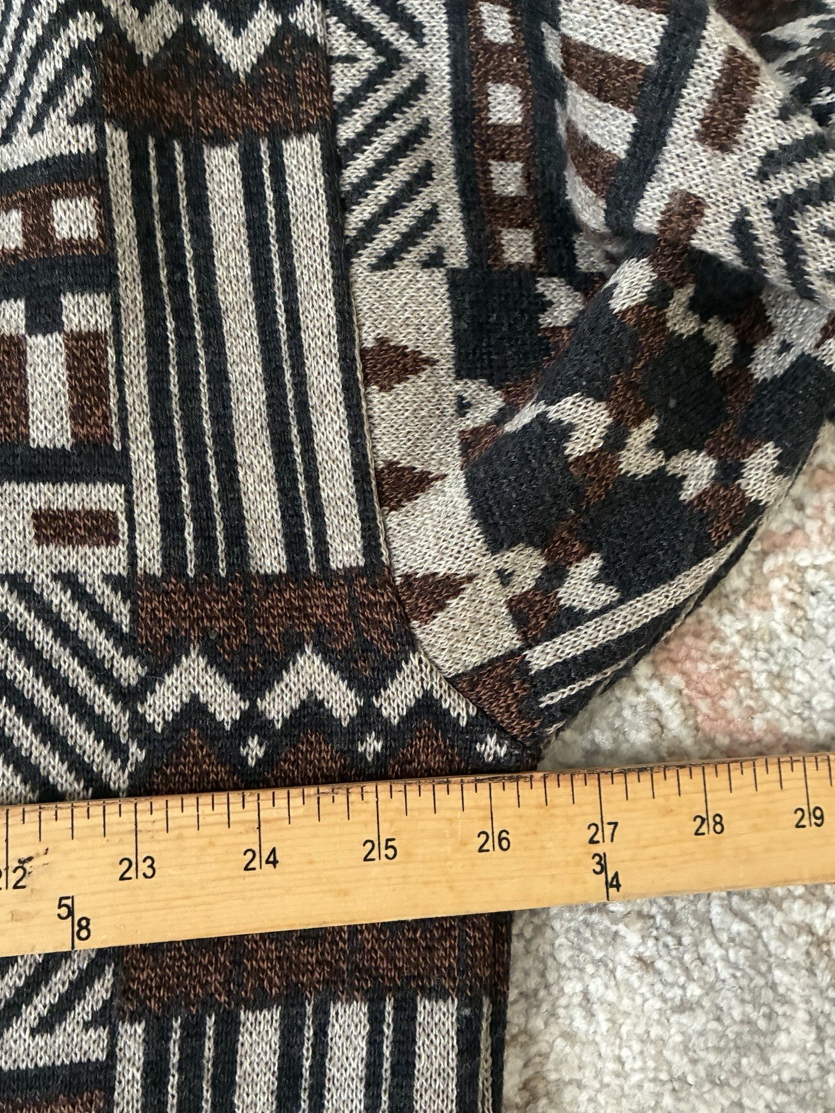 VTG Marz Munchen 100% Wool Geometric Patchwork Knit Grandpa Sweater