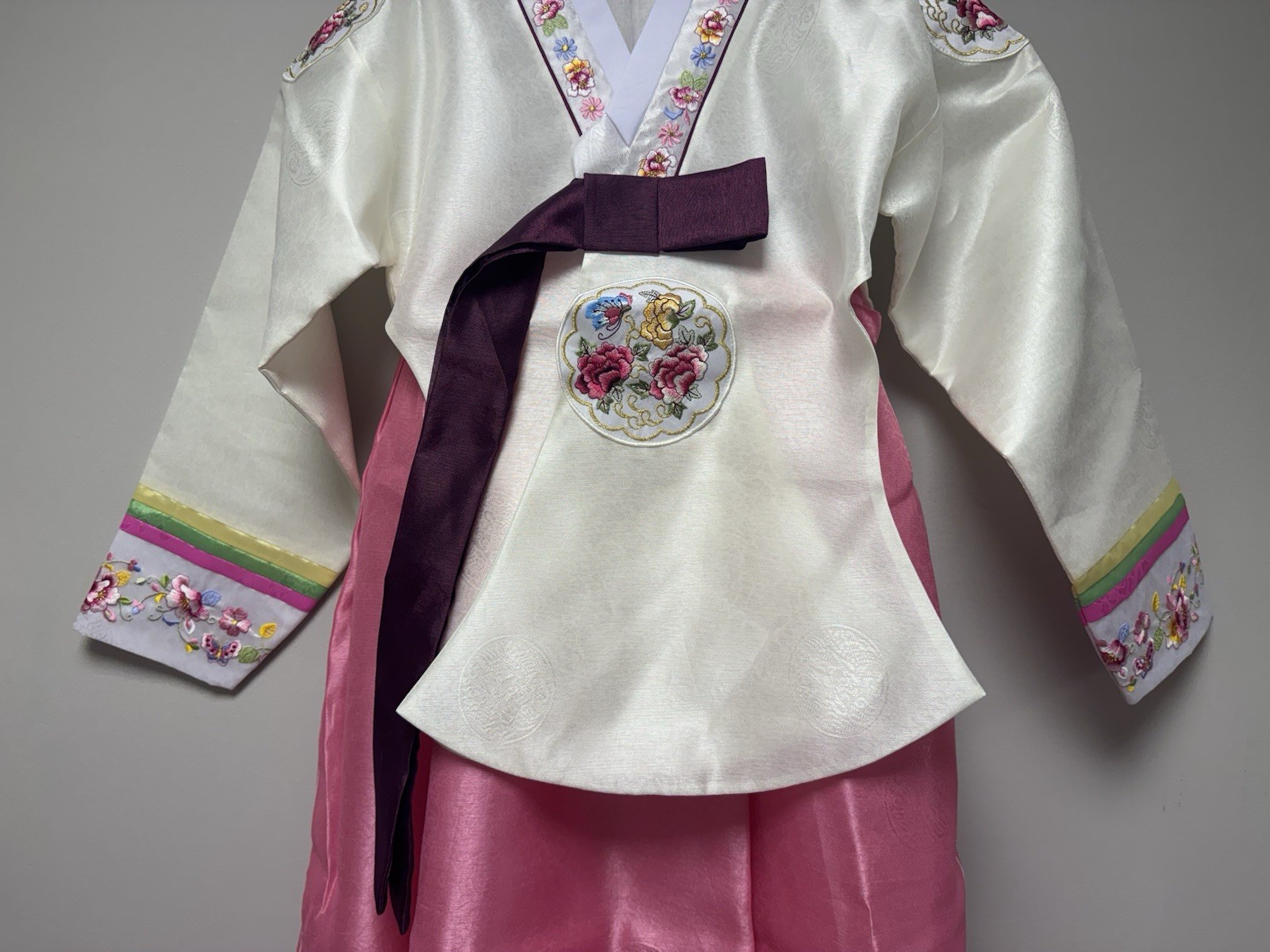 NEW Korean Traditional Hanbok Dress Jeogori Girl’s 13 White Pink Made in Korea
