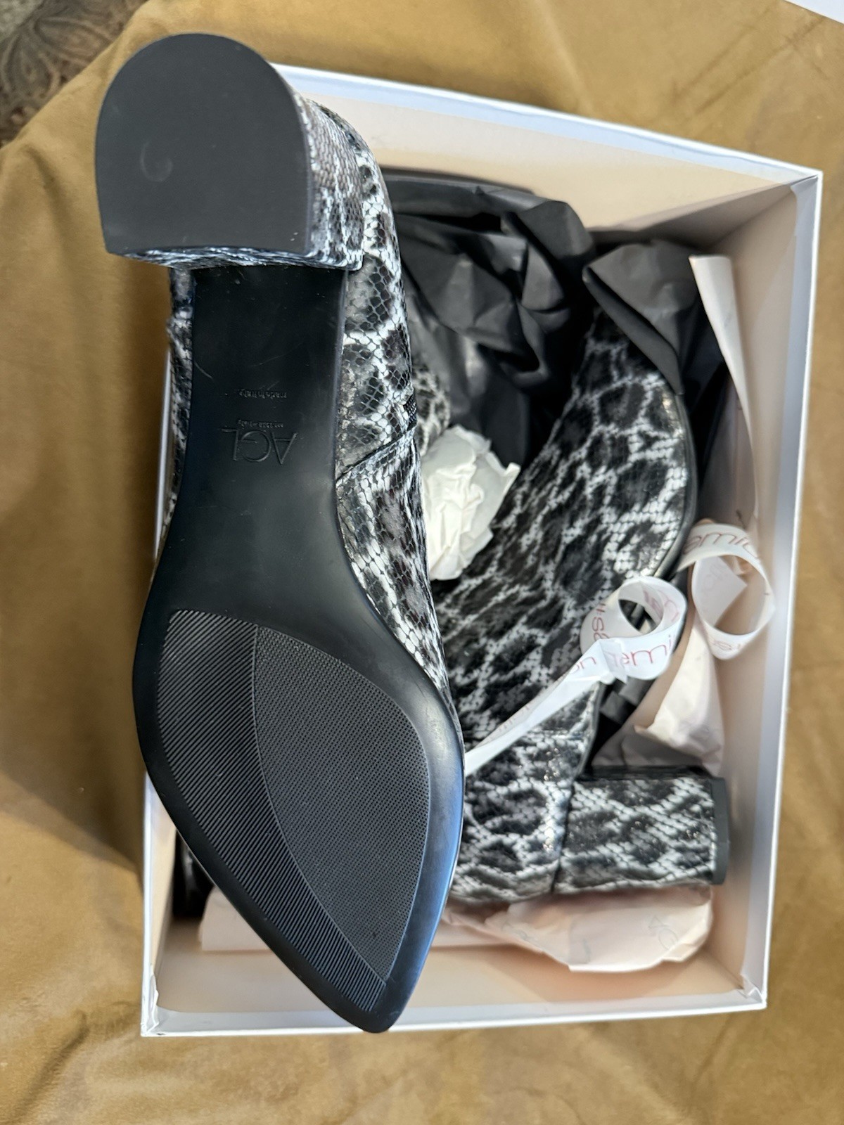 New AGL Women’s Ankle Boots – Snake Print Leather – Made in Italy – Designer Lux