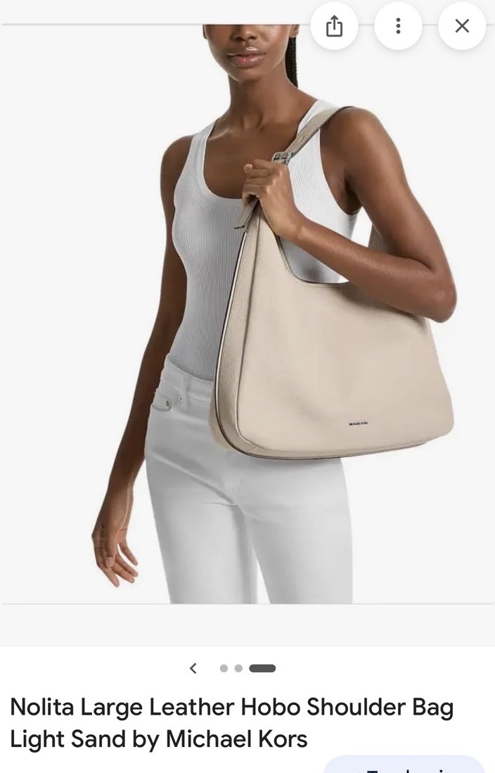 Michael Kors Nolita Large Leather Hobo Shoulder Bag in Light Sand NWT