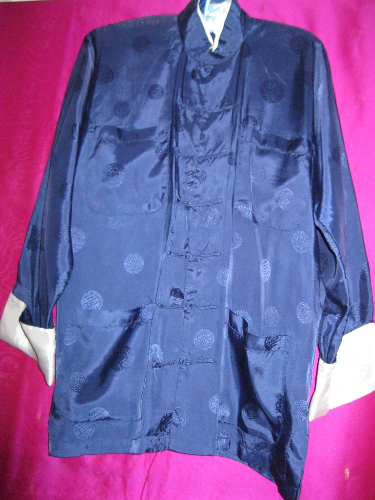 CHINA, 2 PC. NAVY BLUE COLORED ASIAN STYLE TOP & SLACKS, NEW, SZ S/M.
