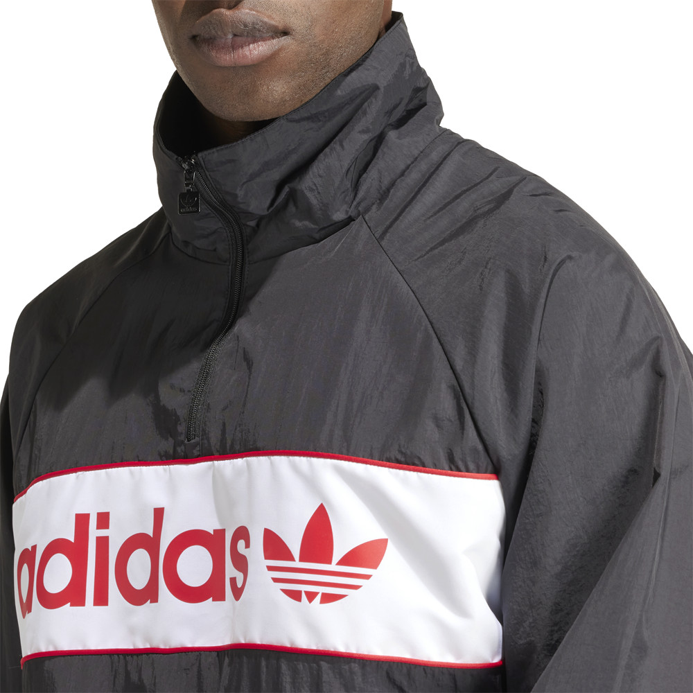 adidas Half Zip Ny Windbreaker Mens Black Casual Athletic Outerwear IS1398-A