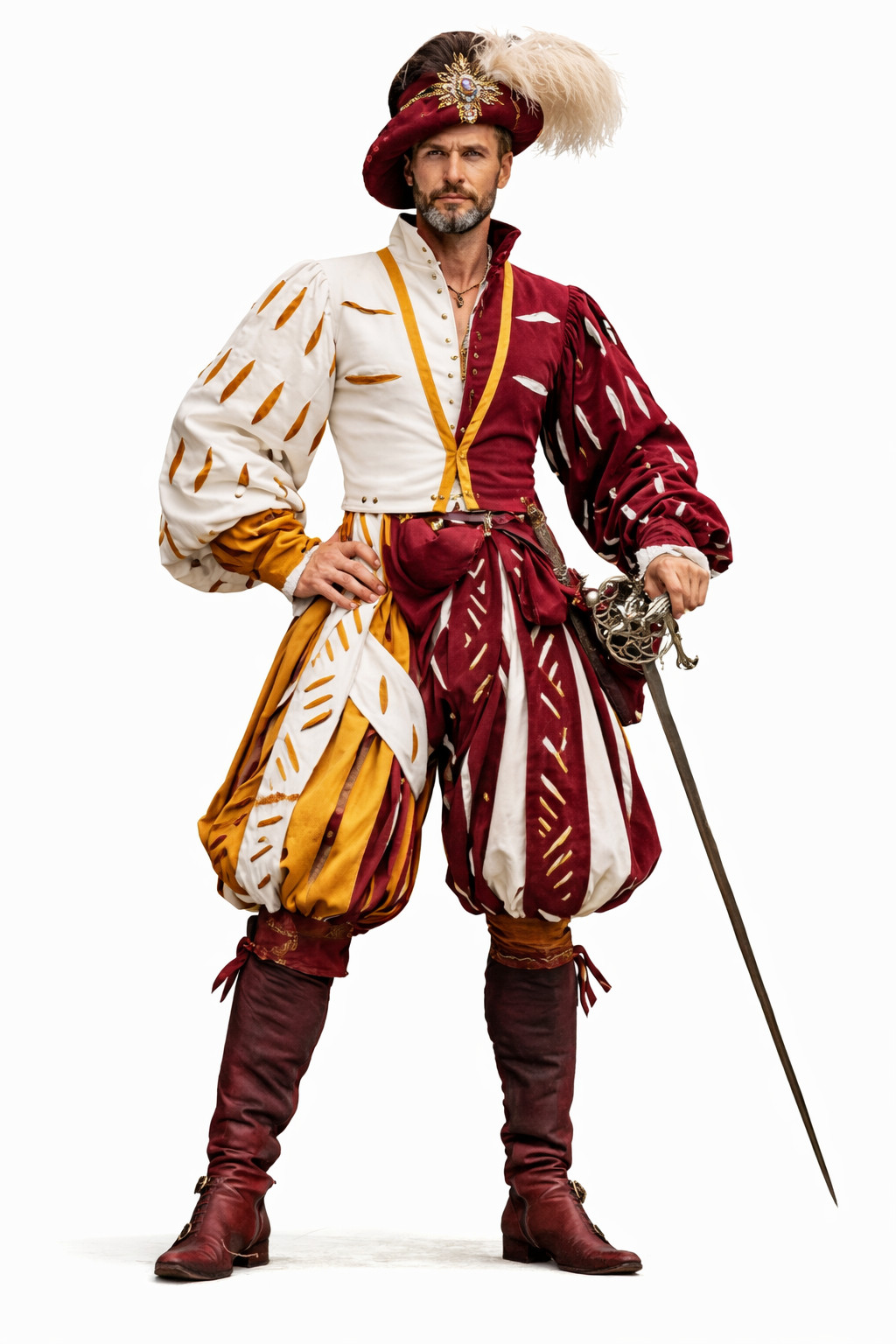 Renaissance German Landsknecht Outfit For Men-Medieval Festival Costume