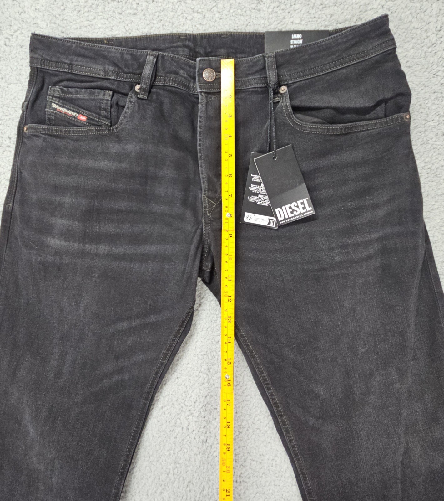 Diesel Safado Straight Jeans Men’s 36×32 Black Stretch Button Fly NWT