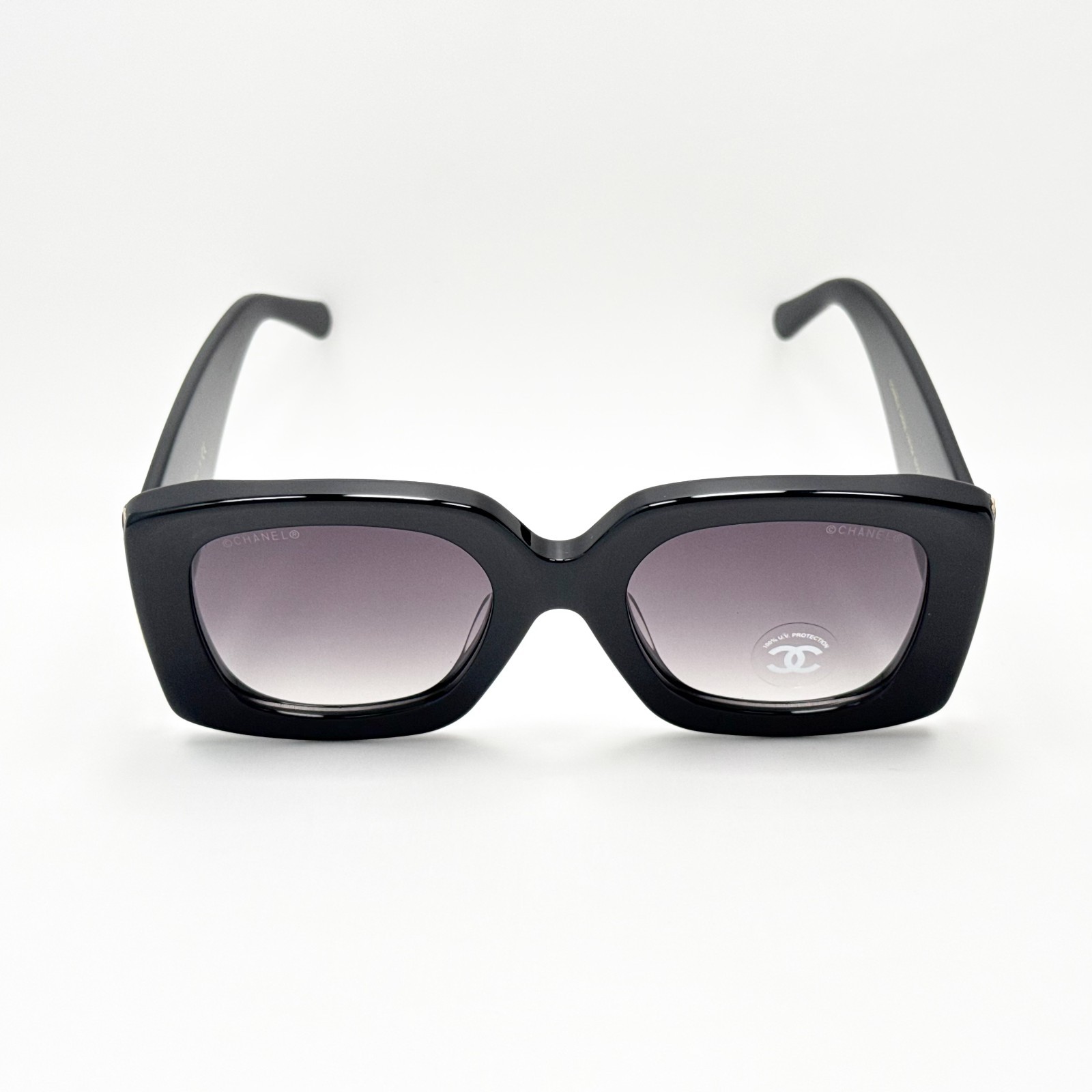 Chanel CH5435 Rectangle Sunglasses Black Frame Gray Gradient Lens