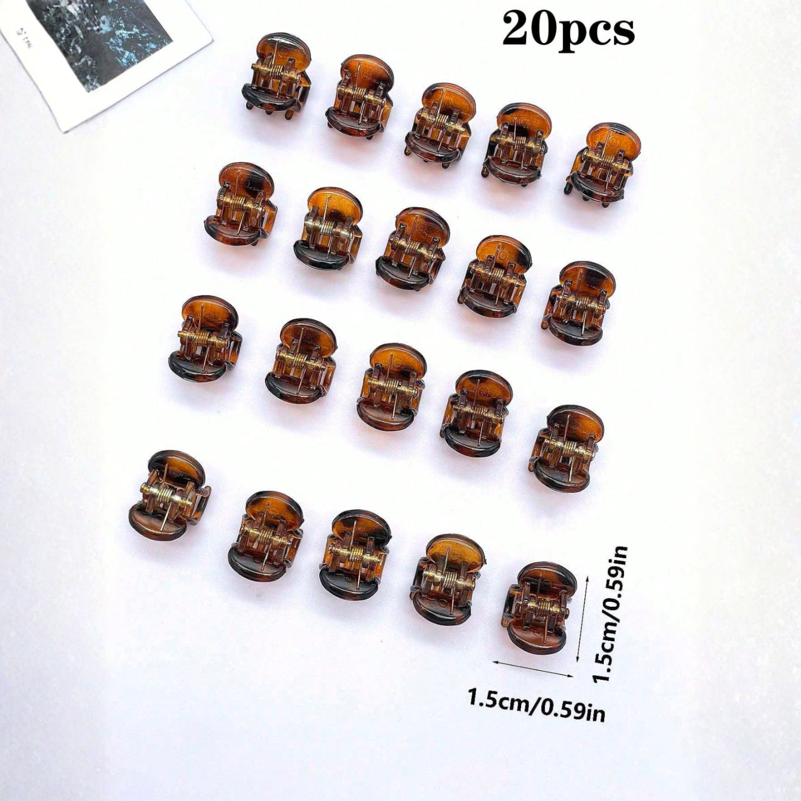 20pcs Mini Brown Hair Clips Strong Grip Claw Clips Women Bangs Bun Accessories