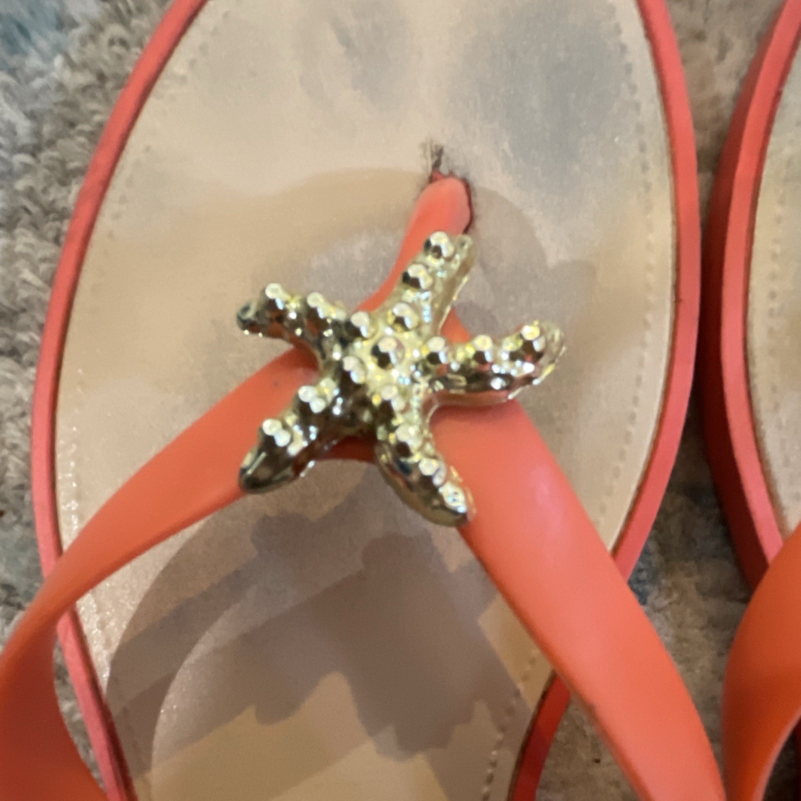 Women’s Bobbie Brooks Coral Flip Flop Sandals Slip-On Starfish Accent Casual 7-8