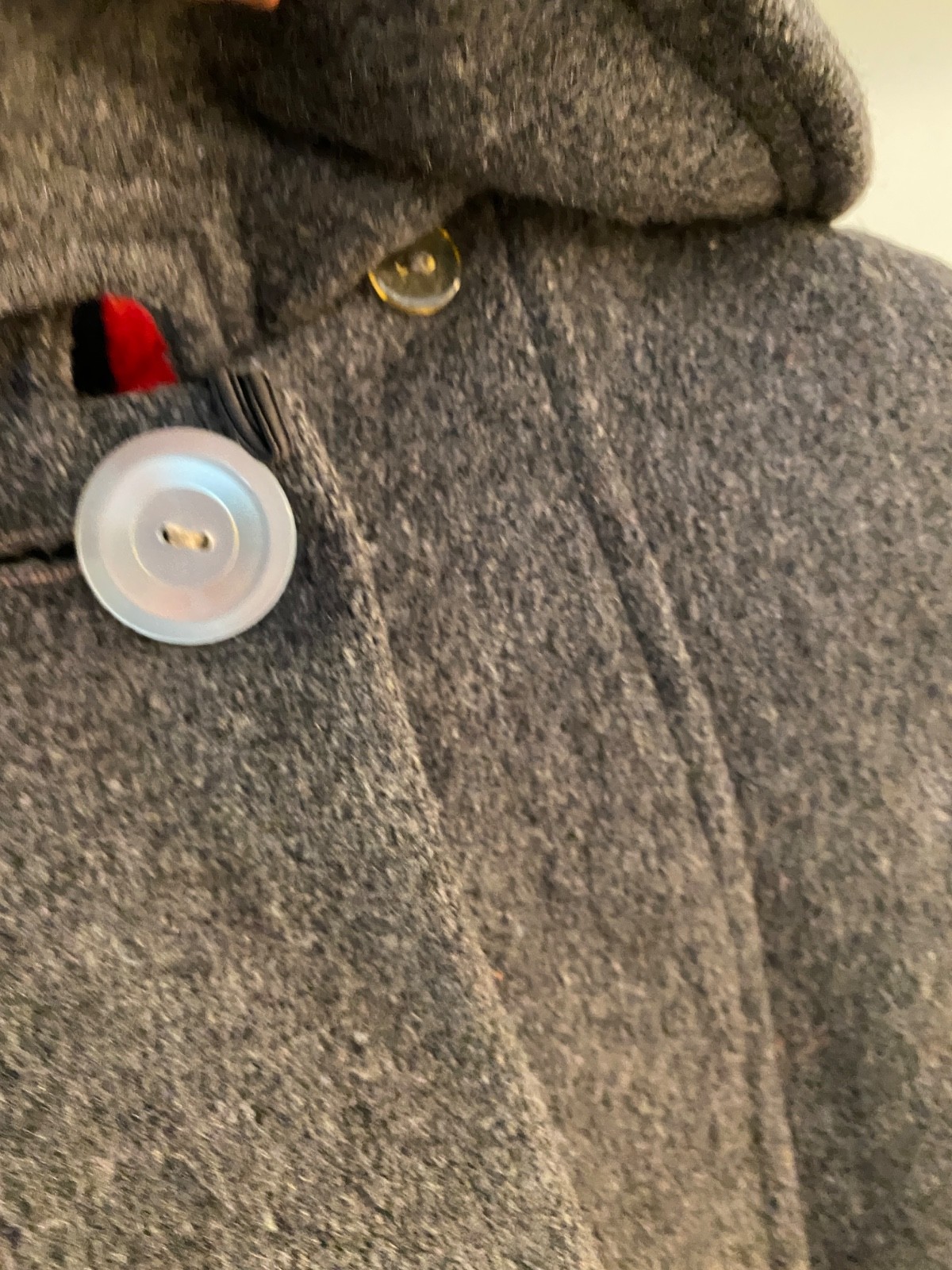 Antique Vintage 40’s Era Grey Wool Peacoat Collar Pockets