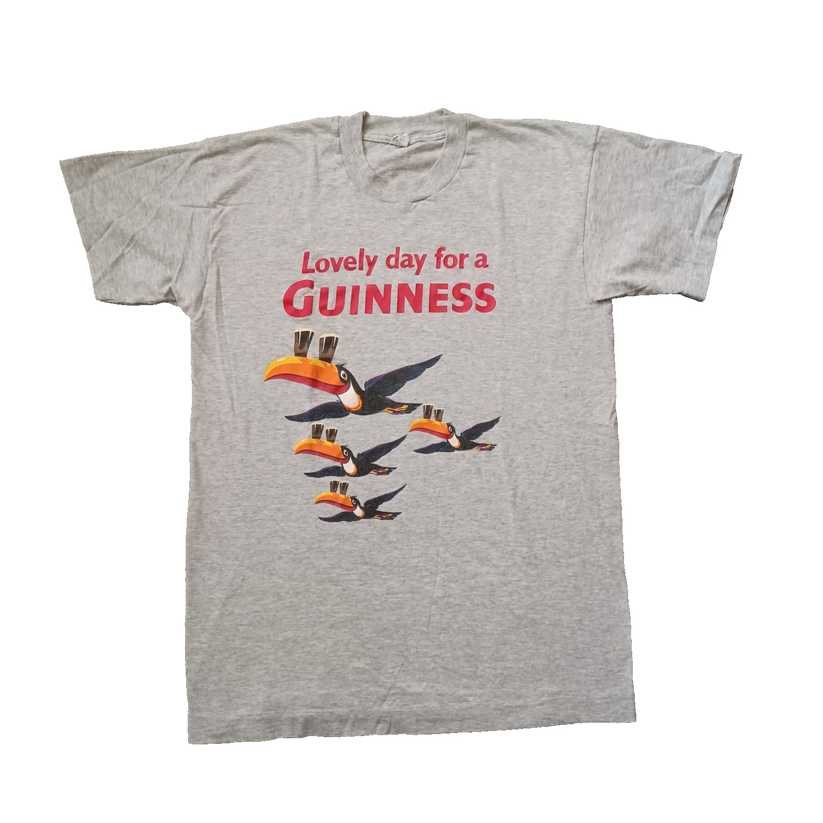 Vtg Guinness T Shirt Mens M Gray Toucan Lovely Day For A Beer Single Stitch 90s